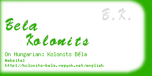 bela kolonits business card
