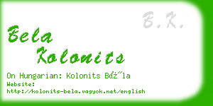 bela kolonits business card